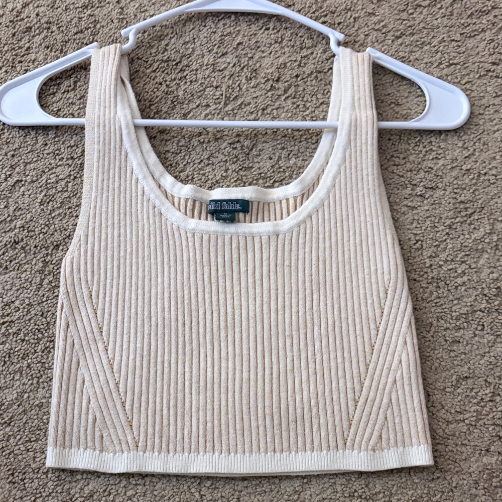 Brandy Melville Cream Ribbed Crop Top
